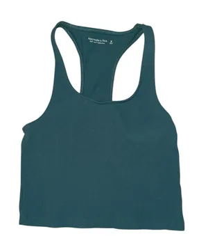 Abercrombie & Fitch Soft A&F Collection Ribbed Racerback Tank Top Teal M thumbnail 1
