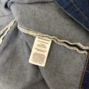 NWT!!‎ REFORMATION Violet Denim Mini Dress Blue Smocked A-Line Skirt Size 12 thumbnail 12