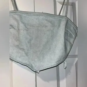 ZARA Minimalist Light Gray Cotton Crop Top Bustier Summer Tank Denim, Crop A37‎ thumbnail 6