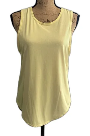 Zyla Active Micro Ribbed Tank Top Yellow Racerback‎ Athletic Summer Size Medium thumbnail 1