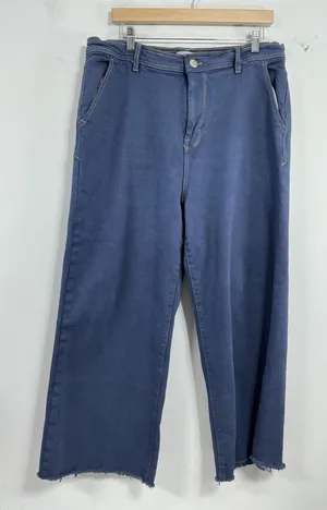 Woman’s Kensie Vtg Luxe The Kaya Wide Leg Capri Blue Jeans 14/32 Frayed Hem thumbnail 1