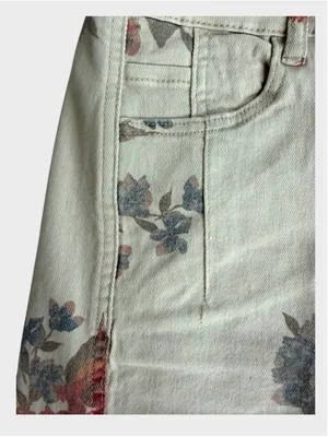 Easel Floral Print Barrel Denim Pants Size M thumbnail 7