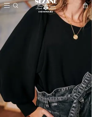 Sézane Black Benedicte Poof Button Sleeve Blouse thumbnail 2