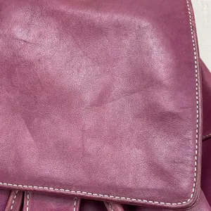 Perlina Magenta Leather Backpack With‎ Flap Drawstring Closure Side Zipper VTG thumbnail 8