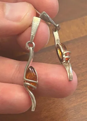925 Sterling silver earrings v98 3.23g 1.5inch thumbnail 1