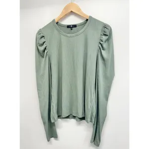 7 For All Mankind‎ Sweater Womens Size Large Green Long Sleeve Ribbed NEW thumbnail 2