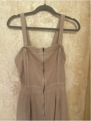 Free People Call On Me Tan Linen Blend Zip Front Wide Leg Jumpsuit Size XL thumbnail 15