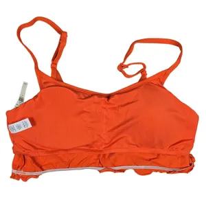 Aerie Orange Textured Lettuce‎ Hem Scoop Bikini Swim Top Crop Bra L thumbnail 3