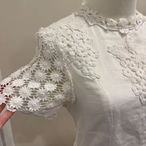 Corey Lynn Calter Anthropologie Lorient White Linen Crochet Mini Dress 6 Cottage thumbnail 7