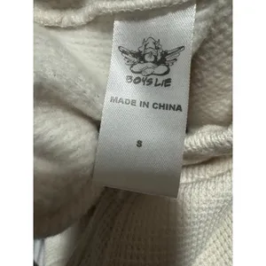 Boys Lie "Let Love Guide My Way" White Waffle Knit Sweatpants, size S thumbnail 5