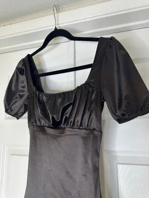 Divided H&M Black Graduation Dress XS Puff Sleeve Square Neck thumbnail 3