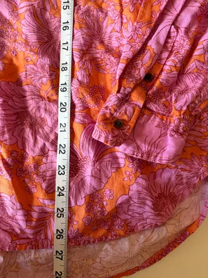 Universal Thread Orange & Pink Floral LS Relaxed Fit Button Up Shirt Women’s XXL thumbnail 4