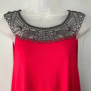 Willi Smith Whimsigoth Sleeveless Top Size Medium Red Going Out Tank Asymmetrical Fairy Chic thumbnail 2