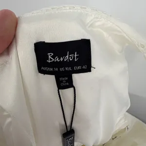 NWT Bardot Ivory Lace‎ Midi Dress L Halter Ruffle Hem Bridal Cocktail thumbnail 4