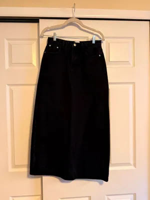 Princess Polly black denim midi skirt thumbnail 2