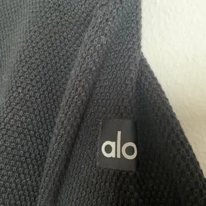 Alo Yoga Tennis Club Sweater Knit Full Zip Jacket Black/Ivory M thumbnail 5