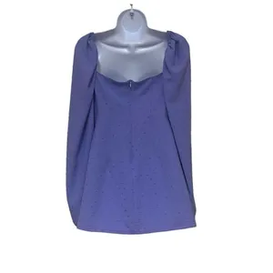 Revolve Rumer Small‎ Purple Swiss Dot Gypsy Mini Dress Cutouts Long Sleeve NWT thumbnail 2