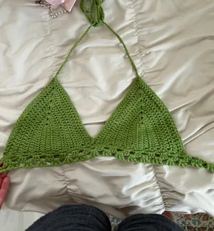 Boutique Green Waffle Knit Top Size XS thumbnail 3