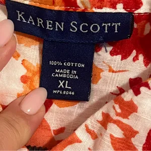 #116 Karen Scott Cotton Button Up Blouse Xl thumbnail 3