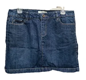 Route 66 Dark Denim Classic Fit Mini Skirt‎ Size 10 Pockets Zip Embroidered thumbnail 1