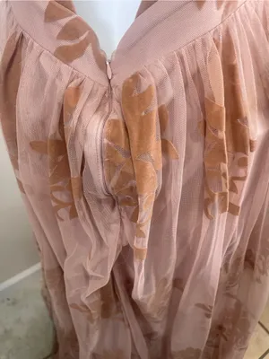 Luxxel Dusty Rose and Tan Floral Tulle Prom Dress thumbnail 3