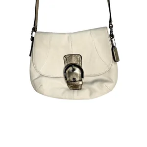 Coach Cream Leather Flap Buckle Crossbody Bag‎ Gold Accents thumbnail 8