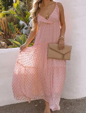 VICI | Fathoms Below Metallic Tiered Maxi Dress thumbnail 4