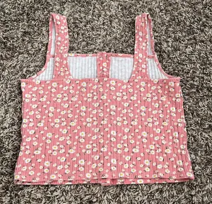 Forever 21 Pink Floral Cropped Tank Top thumbnail 6