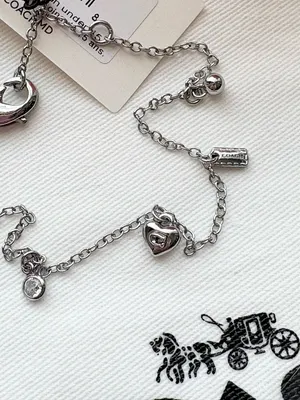 Coach Silver Heart Charm Bracelet with Crystal Accent thumbnail 2