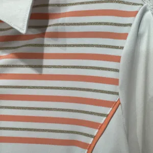 Chico's Zenergy Polo Top Golf Pickleball UPF 50 Peach White Stripe 3 XL thumbnail 3