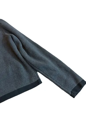 Quince Charcoal Black Colorblock Cardigan Sweater Collarless Cardi Large Women's thumbnail 11