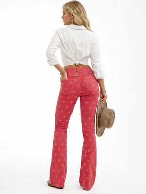 NEW Wrangler High Rise Bootcut Bandana Jean Red Diamond Western Cowgirl Festival thumbnail 4