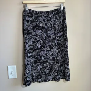 Chico's Travelers 2 Piece Skirt Set Size 2 Black White Village Print Women Large thumbnail 8