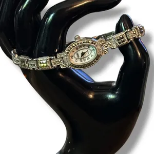 Vintage Gruen silver tone Marcasite watch thumbnail 2