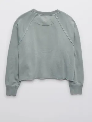 Aerie Cropped Crew Neck Sweatshirt Blue thumbnail 2