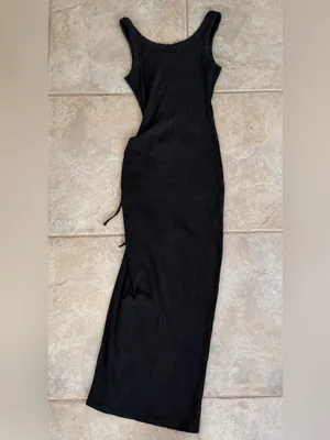 L*SPACE Sandpiper Ruched Ribbed Midi Dress in Black Size X-Small thumbnail 6