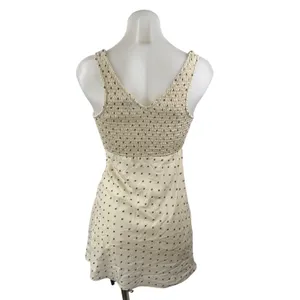 Princess Polly Cream Polka Dot Sleeveless Plunge V Neck Mini A-Line Tank Dress 2 thumbnail 4