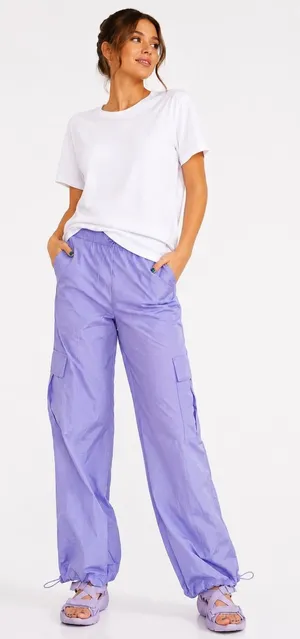 Boutique Style Lavender Cargo Windbreaker Pants - Women thumbnail 1