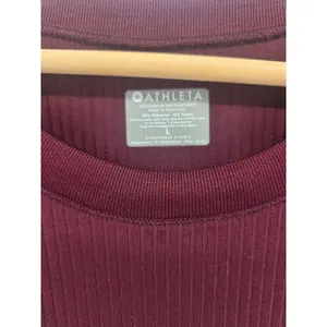 Athleta T-Shirt‎ Womens Large Burgundy Ribbed Seamless Short Sleeve 427770042 thumbnail 2