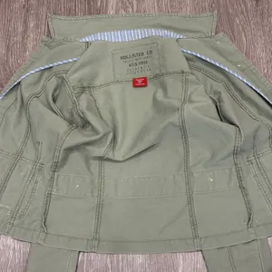VTG 00s Hollister Co Olive Green Military Utility Jacket Size M Button Up Cotton thumbnail 3