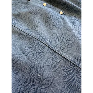 Blue Denim Floral Print Button Front A-Line Midi Skirt thumbnail 8