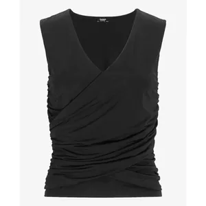 NWT Express Body Contour Silky Wrap Tank Top Shell V-Neck Black Sz L thumbnail 4