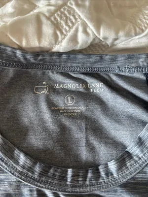 Magnolia Lane Tech Casual Heathered Blue Striped Crewneck T-Shirt thumbnail 2
