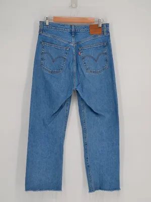 Levi's Ribcage Straight Ankle Jeans Blue Womens 30 High Rise Fray Hem Button Fly thumbnail 4
