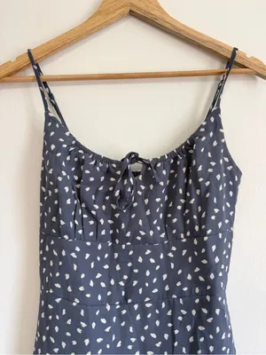 Abercrombie & Fitch Mini Polka Dot Dress Size Small Gray White thumbnail 3