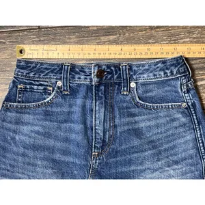 Abercrombie Fitch Denim Mini Skirt Distressed Frayed Raw Hem Blue Size 25 Y2K AF thumbnail 4