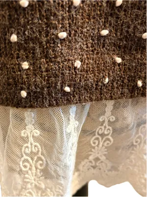 Altar'd State Polka Dot Lace Trimmed Sweater Women's Size XS (Oversized) thumbnail 4