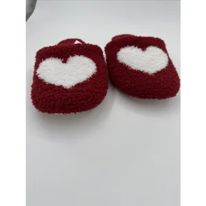 Pottery Barn Heart Jacquard Red & White Slippers Sz Small thumbnail 5
