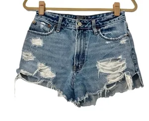Abercrombie & Fitch Annie High Rise Distressed Shorts Womens 26 Jean Denim thumbnail 1