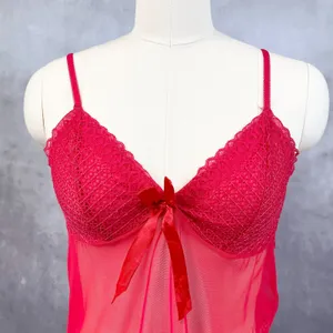 Very Sexy Chemise Nightie Slip Dress Womens‎ 10 Red Sheer Whimsy Fairy Dainty thumbnail 2
